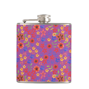 Chic Retro Floral mini-print op magenta Hip-fles Heupfles