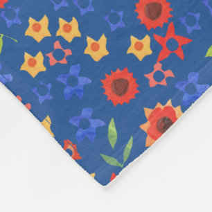 Chic Retro Floral Miniprint op Blue Fleece Blanket Deken