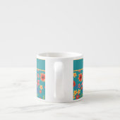 Chic Retro Floral op Blauwgroen aangepaste Espress Espresso Kop (Achterkant)