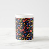Chic Retro Floral Pattern op Black Porselein Kop (Voorkant)