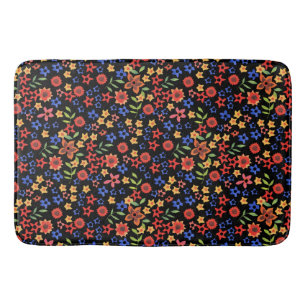 Chic Retro Floral Print Custom Bath Mat