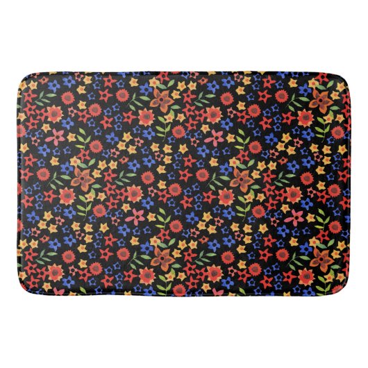 Chic Retro Floral Print Custom Bath Mat (Voorkant)