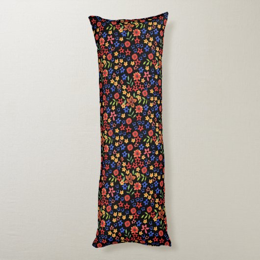 Chic Retro Floral Print Custom Body Pillow Lichaamskussen (Achterkant (Verticaal))