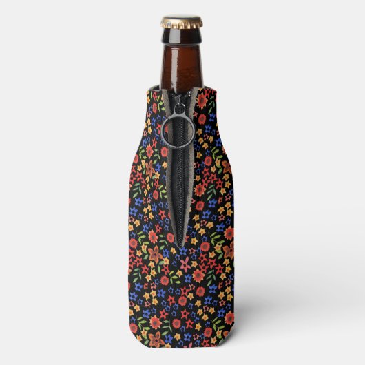 Chic Retro Floral Print Custom Bottle Cooler (Fles Achterkant)