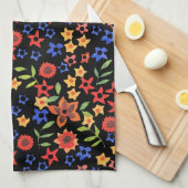 Chic Retro Floral Print Custom Kitchen Towel Theedoek (Quarter Fold)