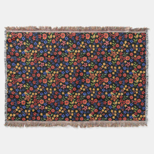 Chic Retro Floral Print Custom Throw Blanket Deken