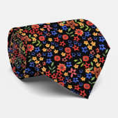 Chic Retro Floral Print Custom Unisex Necktie Stropdas (Opgerold)