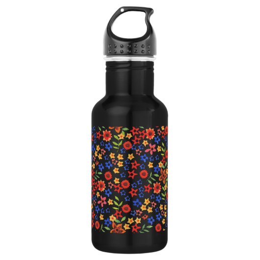 Chic Retro Floral Print Custom Water Bottle Waterfles (Voorkant)
