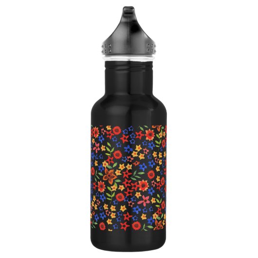 Chic Retro Floral Print Custom Water Bottle Waterfles (Rechts)