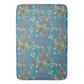 Chic Retro Floral Print op Blauwgroen Bath Mat (Voorkant Verticaal)