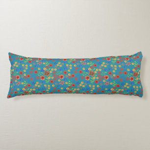 Chic Retro Floral Print op Blauwgroen body Pillow Lichaamskussen