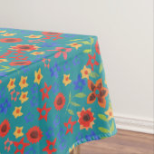 Chic Retro Floral Print op Blauwgroen tablet Tafelkleed (Voorbeeld)