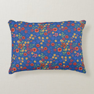 Chic Retro Floral Print op Blue Accent Pillow Kussen