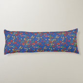 Chic Retro Floral Print op Blue Body Pillow Lichaamskussen (Achterkant)