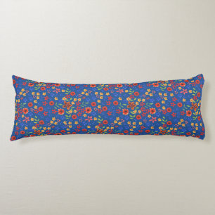 Chic Retro Floral Print op Blue Body Pillow Lichaamskussen