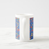 Chic Retro Floral Print op Blue Bone China Mok (Achterkant)
