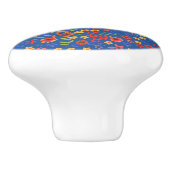 Chic Retro Floral Print op Blue Drawer Pull Knop (Zijkant)