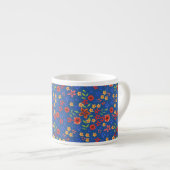 Chic Retro Floral Print op Blue Espresso Mok (Voorkant rechts)
