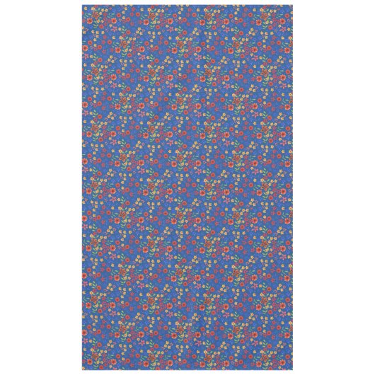 Chic Retro Floral Print op Blue Tablecloth Tafelkleed (Voorkant)