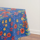 Chic Retro Floral Print op Blue Tablecloth Tafelkleed (Voorbeeld)