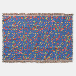 Chic Retro Floral Print op Blue Throw Blanket Deken