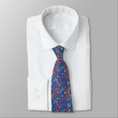 Chic Retro Floral Print op Blue Unisex Necktie Stropdas (Gebonden)