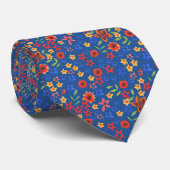 Chic Retro Floral Print op Blue Unisex Necktie Stropdas (Opgerold)