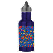 Chic Retro Floral Print op Blue Water Bottle Waterfles (Links)