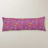 Chic Retro Floral Print op Magenta Body Pillow Lichaamskussen (Achterkant)