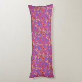 Chic Retro Floral Print op Magenta Body Pillow Lichaamskussen (Achterkant (Verticaal))