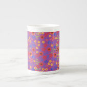 Chic Retro Floral Print op Magenta Bone China Mok (Voorkant)