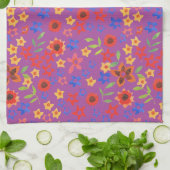 Chic Retro Floral Print op Magenta Kitchen Towel Theedoek (Gevouwen)