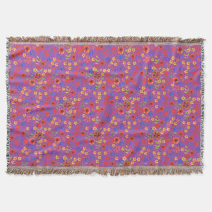 Chic Retro Floral Print op Magenta Throw Blanket Deken
