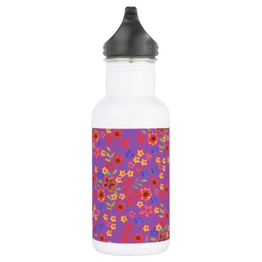 Chic Retro Floral Print op magenta waterfles Waterfles (Rechts)