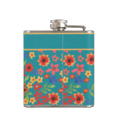Chic Retro Floral-Prints op Blauwgroen aangepaste  Heupfles (Achterkant)