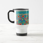 Chic Retro Floral-Prints op Blauwgroen aangepaste Reisbeker (Links)