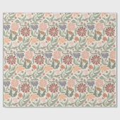 Chic  Retro Flowers - Wrapping Paper Roll Cadeaupapier (Vlak)