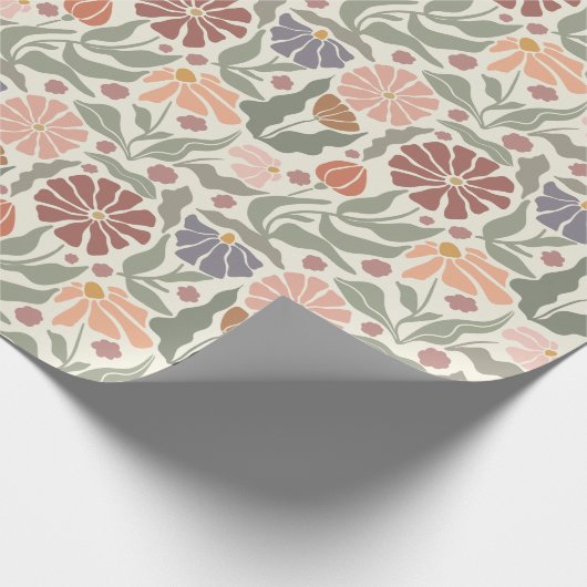 Chic  Retro Flowers - Wrapping Paper Roll Cadeaupapier (Hoek)