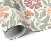 Chic  Retro Flowers - Wrapping Paper Roll Cadeaupapier (Rol Hoek)