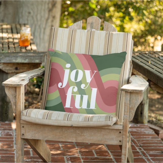 Chic Retro Funky Abstract Waves Art Patroon Buitenkussen (Stoel)