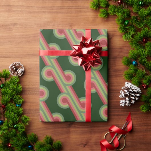 Chic Retro Funky Abstract Waves Art Patroon Cadeaupapier (Feestdagen Geschenken)