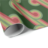 Chic Retro Funky Abstract Waves Art Patroon Cadeaupapier (Rol Hoek)