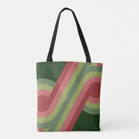 Chic Retro Funky Abstract Waves Art Patroon Tote Bag (Achterkant)