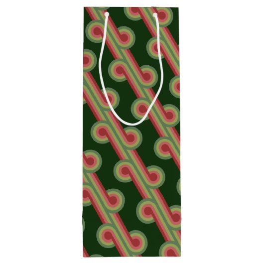 Chic Retro Funky Abstract Waves Art Patroon Wijn Cadeautas (Achterkant)