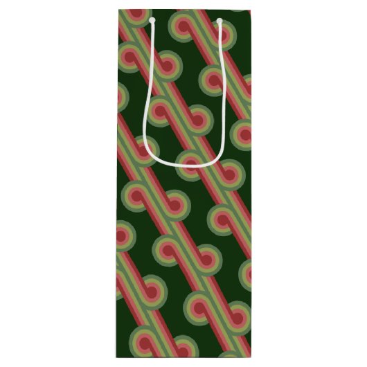 Chic Retro Funky Abstract Waves Art Patroon Wijn Cadeautas (Voorkant)