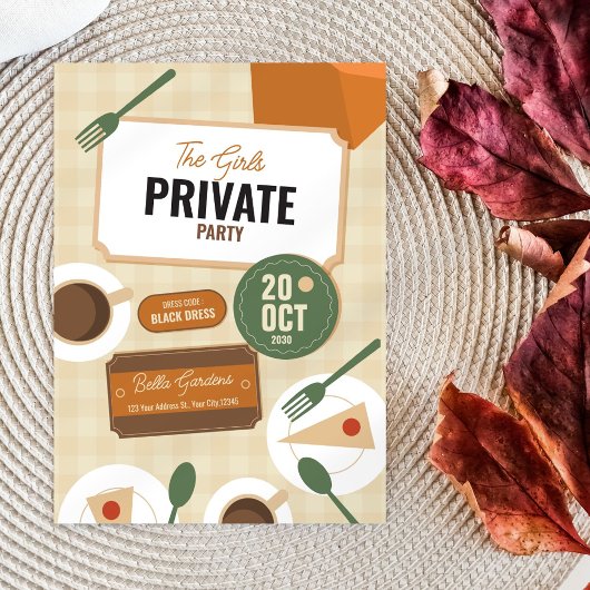 Chic Retro Girls’ Private Party Uitnodiging