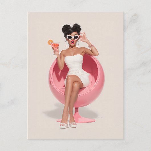 Chic Retro Glam Vibes Briefkaart (Voorkant)