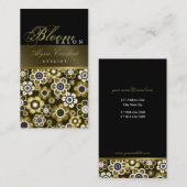 Chic Retro Golden Blooms Flower Power Card Visitekaartje (Voorkant / Achterkant)