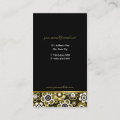 Chic Retro Golden Blooms Flower Power Card Visitekaartje (Achterkant)