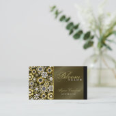 Chic Retro Golden Blooms Flower Power Card Visitekaartje (Staand voorkant)